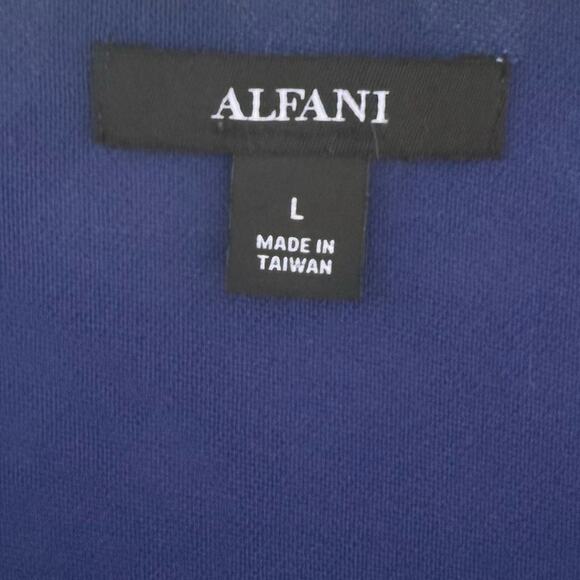 Alfani Pullover Round Neck Blouse Tiered Bell Sleeves Top Navy Blue Size Large - Picture 7 of 11